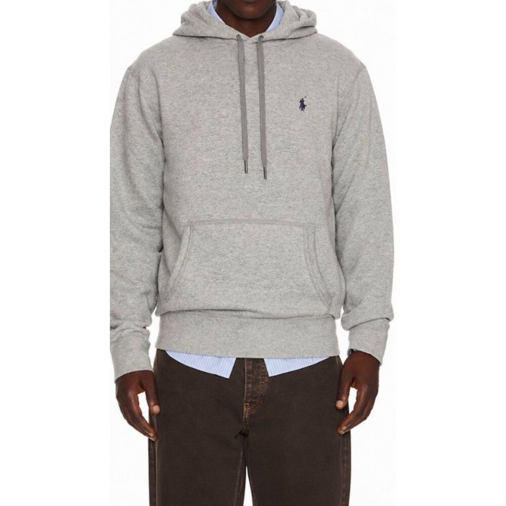 Ralph Lauren Polo Gray Fleece Pullover Hoodie | Classic Pony Logo Sweatshirt Lrg